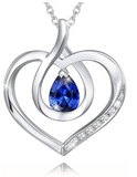 Fine Jewelry August Birthstone Heart Necklaces for Women Sterling Silver Natural Peridot Amethyst Created Ruby Gemstone Infinity Love Pendant Anniversary Birthday Gifts for Girls Her Wife Mom Yourself