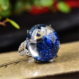 Natural Blue Ghost Crystal Phantom Ring Genuine S925 Silver Men or Women Ring Valentine's Day Gift Reiki Jewelry Dropship