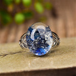 Natural Blue Ghost Crystal Phantom Ring Genuine S925 Silver Men or Women Ring Valentine's Day Gift Reiki Jewelry Dropship