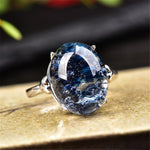 Natural Blue Ghost Crystal Phantom Ring Genuine S925 Silver Men or Women Ring Valentine's Day Gift Reiki Jewelry Dropship