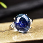 Natural Blue Ghost Crystal Phantom Ring Genuine S925 Silver Men or Women Ring Valentine's Day Gift Reiki Jewelry Dropship
