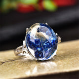 Natural Blue Ghost Crystal Phantom Ring Genuine S925 Silver Men or Women Ring Valentine's Day Gift Reiki Jewelry Dropship