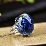 Natural Blue Ghost Crystal Phantom Ring Genuine S925 Silver Men or Women Ring Valentine's Day Gift Reiki Jewelry Dropship