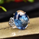 Natural Blue Ghost Crystal Phantom Ring Genuine S925 Silver Men or Women Ring Valentine's Day Gift Reiki Jewelry Dropship