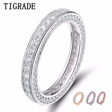 Tigrade Women 925 Sterling Silver Ring Cubic Zirconia For Female Wedding Engagement Band Girls Ring Anillo Plata Mujer Bague