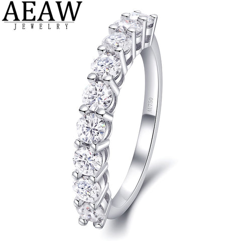 0.9ctw 3.0mm 0.1ctDE Color Round Excellent Cut Moissanite Engagement Band Real 18k White Gold For Women Best Gift