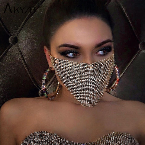 2020 NEW Crystal Masquerade Mask Women Party Jewelry Accessories Fishing Net Metal Rhinestone Sequined Face Mask