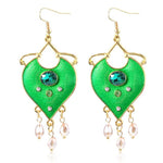 Fashion Aladdin Cosplay Princess Heart Pendants Necklaces Ear rings Suit Blue Enamel Women Girl Gifts Halloween Gift Wholesale
