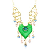 Fashion Aladdin Cosplay Princess Heart Pendants Necklaces Ear rings Suit Blue Enamel Women Girl Gifts Halloween Gift Wholesale