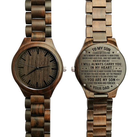 Z1800-2 To My Son-Engraved Wooden Watch 2019 Hot Selling Luxury Men's Sandalwood Military Birthday Graduation Gifts From Family