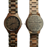 Z1800-2 To My Son-Engraved Wooden Watch 2019 Hot Selling Luxury Men's Sandalwood Military Birthday Graduation Gifts From Family
