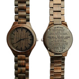 Z1800-2 To My Son-Engraved Wooden Watch 2019 Hot Selling Luxury Men's Sandalwood Military Birthday Graduation Gifts From Family