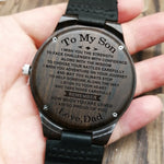 W1800-1 To My Son-Engraved Wood Watch Sandalwood Belt Watches Luxury Automatic Quartz Watches Kid Watch Birthday Graduation Gift