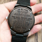 W1800-1 To My Son-Engraved Wood Watch Sandalwood Belt Watches Luxury Automatic Quartz Watches Kid Watch Birthday Graduation Gift